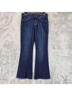 Gap 1969 Modern Flare Jeans Womens 26R Blue Dark Wash Low Rise Stretch Denim
